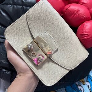Furla Cream Leather Clutch